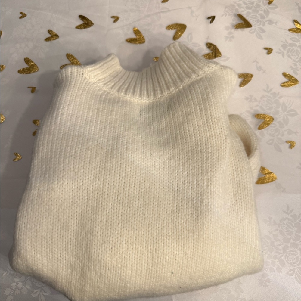 Nine West Cream Cable-Pattern Mock Neck Sweater - Picture 5 of 6